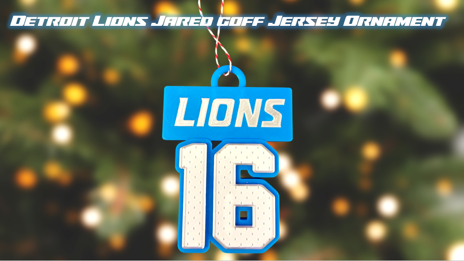 Detroit Lions Jared Goff Jersey Number Christmas Ornament