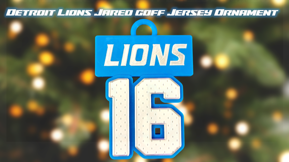 Detroit Lions Jared Goff Jersey Number Christmas Ornament