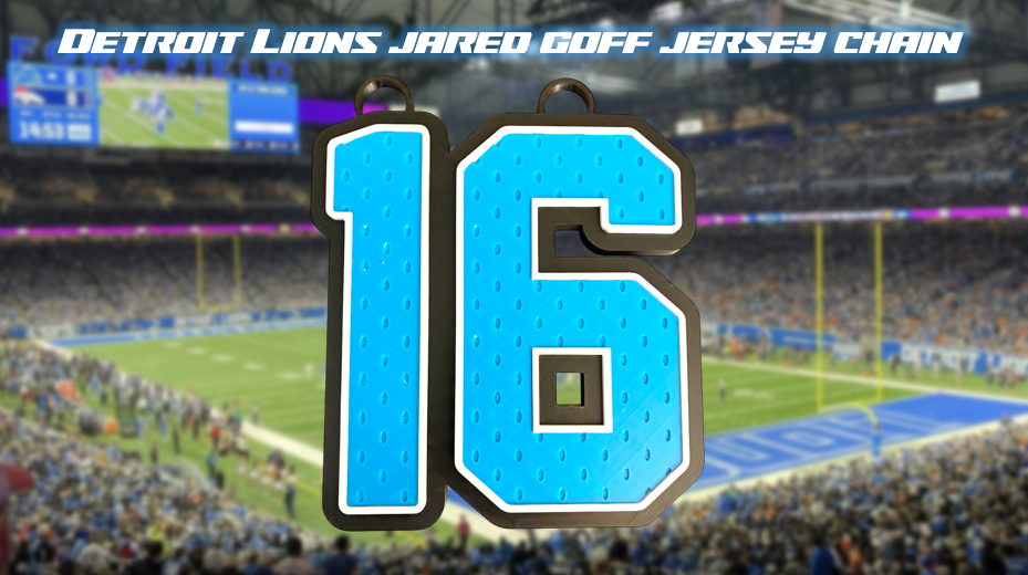 Jared Goff Detroit Lions Jersey Chain 3D Printed