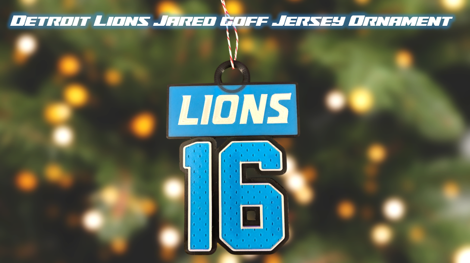 Detroit Lions Jared Goff Jersey Number Christmas Ornament