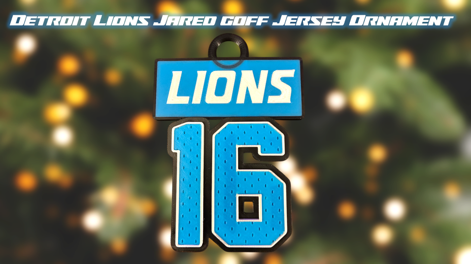 Detroit Lions Jared Goff Jersey Number Christmas Ornament