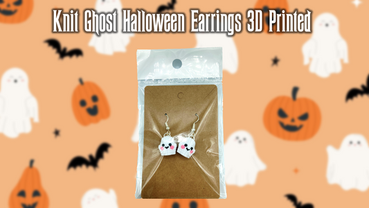 Knit Ghost Halloween Dangle Drop Earrings 3D Printed