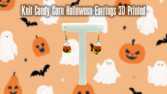 Knit Candy Corn Halloween Dangle Drop Earrings 3D Printed
