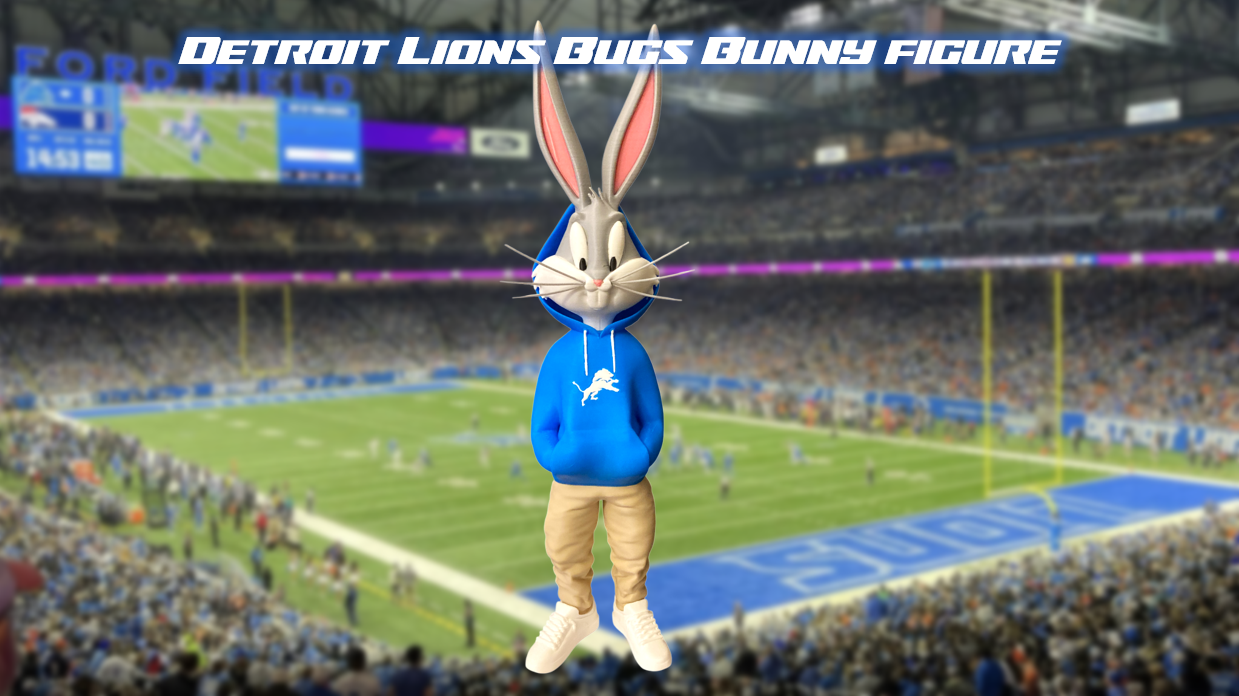 Detroit Lions Bugs Bunny Figure with Hype Chain 3D Printed