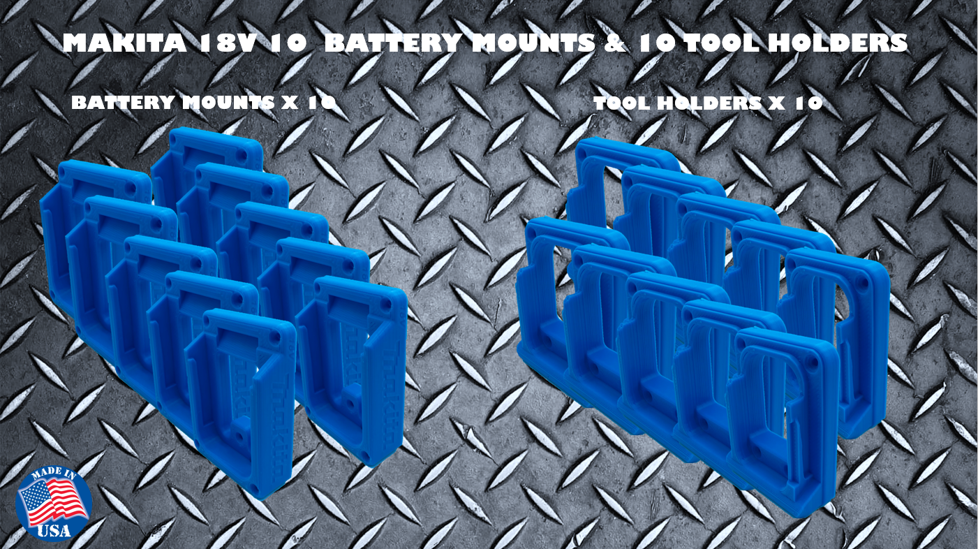 Makita 18V Battery Mount 10PK & Tool Holder 10PK