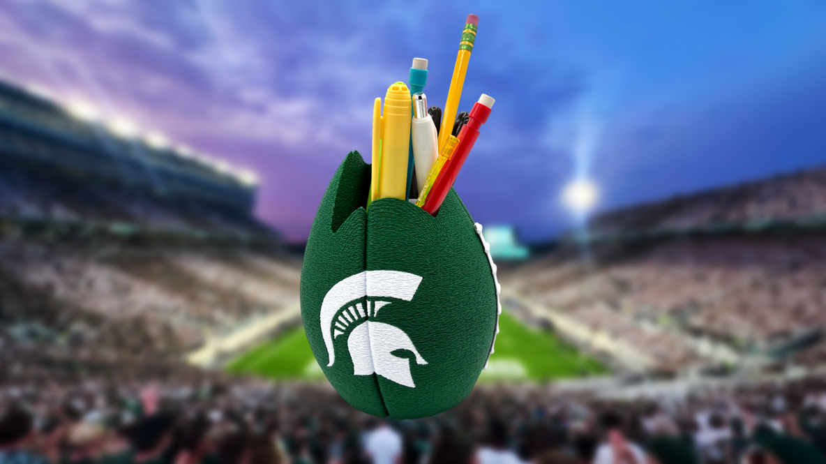 Michigan State Spartans Football Shaped Pencil Cup