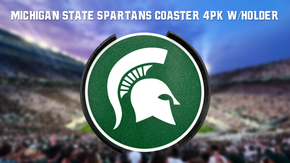 Michigan State University Spartans Logo Coaster 4pk w/holder