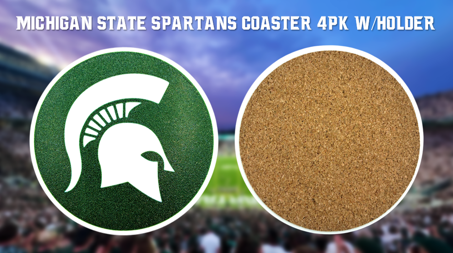 Michigan State University Spartans Logo Coaster 4pk w/holder