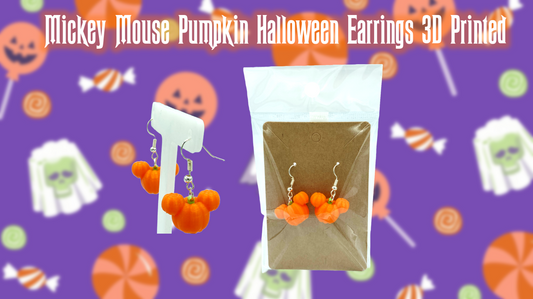 Mickey Mouse Pumpkin Halloween Dangle Drop Earrings 3D Printed