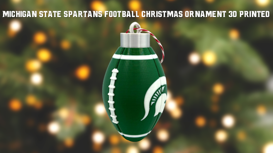 Michigan State Spartans Football Christmas Ornament 3D Printed