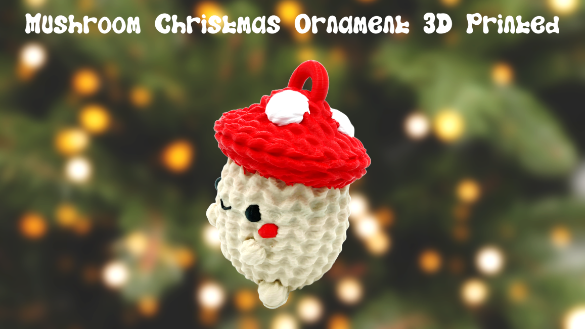 Mushroom Christmas Ornament 3D Printed