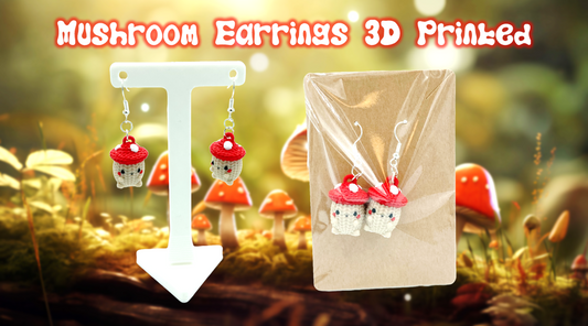Mushroom Knit Dangle/Drop Earrings 3D Printed
