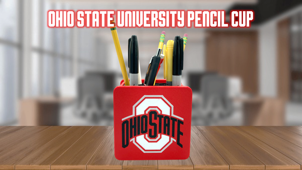 Ohio State University Buckeyes Pencil Cup 3D Printed