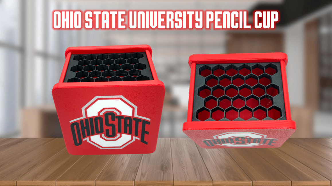 Ohio State University Buckeyes Pencil Cup 3D Printed