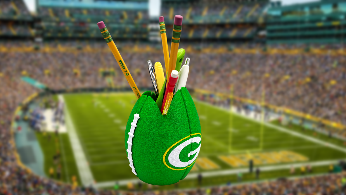 Green Bay Packers Football Shaped Pencil Cup
