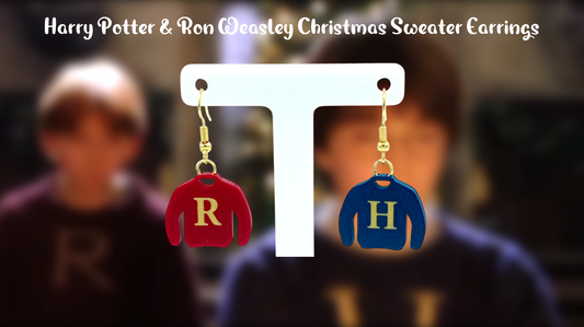 Ron Weasley & Harry Potter Christmas Sweater Dangle Drop Earrings 3D Printed
