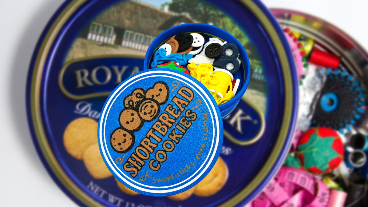 Shortbread Butter Cookie Tin SEWING EDITION Fidget Clickers 3D Printed