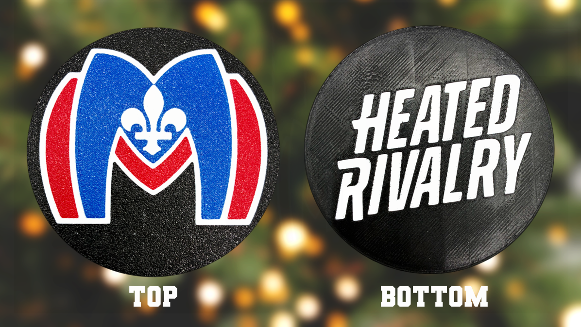 Heated Rivalry Inspired Montreal Metros Hockey Puck Ornament