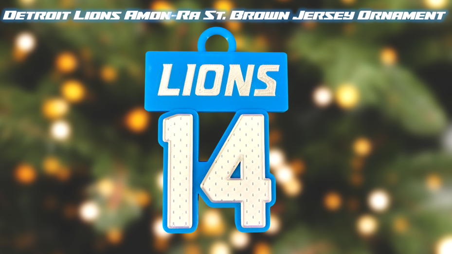 Detroit Lions Amon‑Ra St. Brown Jersey Number Christmas Ornament