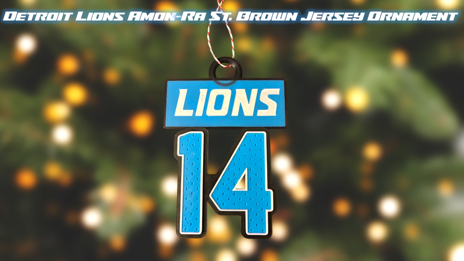Detroit Lions Amon‑Ra St. Brown Jersey Number Christmas Ornament