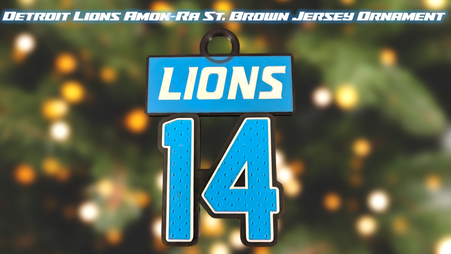 Detroit Lions Amon‑Ra St. Brown Jersey Number Christmas Ornament