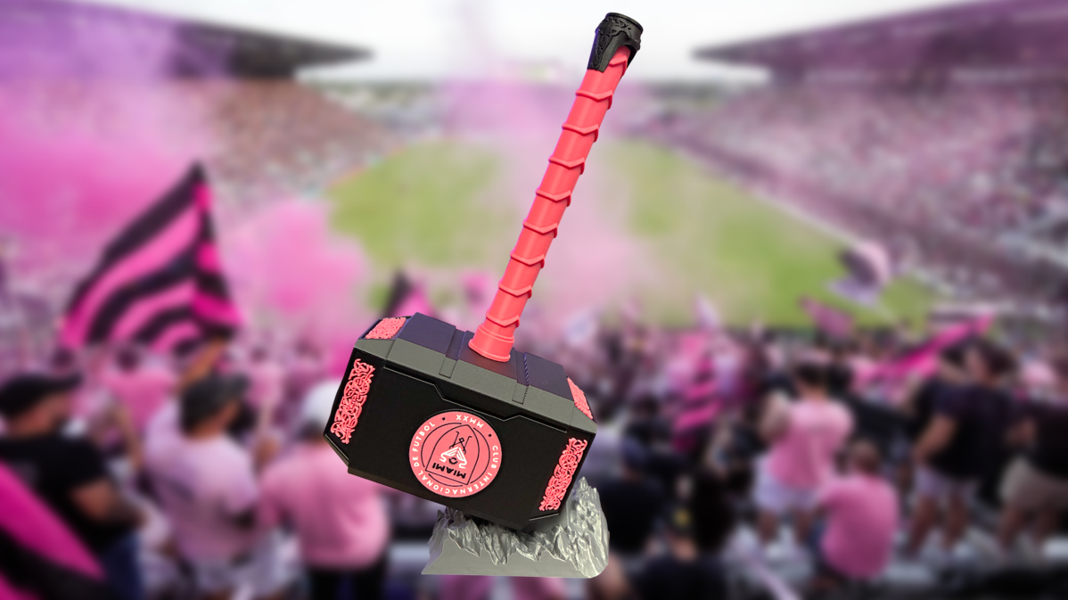 Luis Suárez “Mjölnir” Thor Style Hammer – Inter Miami CF Themed w/ Rock Stand
