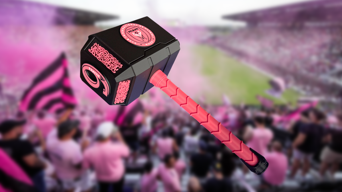 Luis Suárez “Mjölnir” Thor Style Hammer – Inter Miami CF Themed w/ Rock Stand