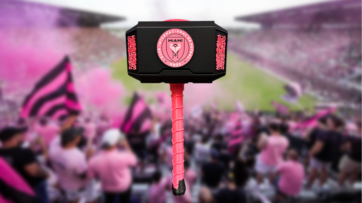 Luis Suárez “Mjölnir” Thor Style Hammer – Inter Miami CF Themed w/ Rock Stand