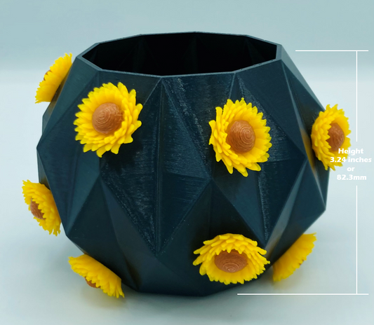 Sunflower Succulent Geometric Planter Pot with Drainage Hole 3D Printed