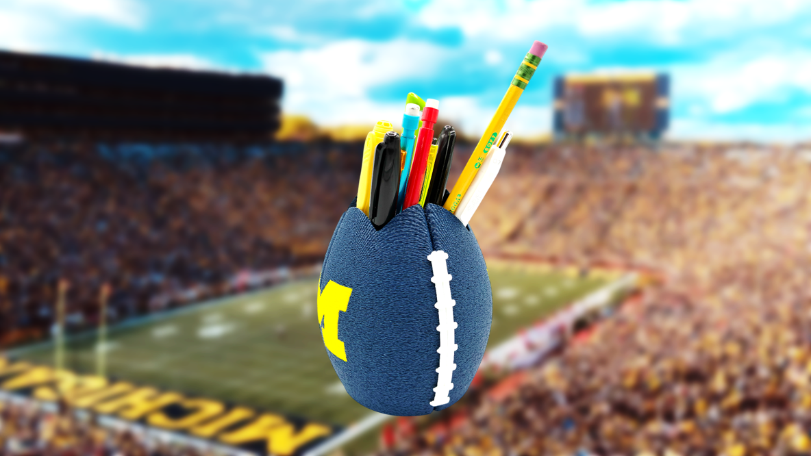 University of Michigan Wolverines Football Shaped Pencil Cup
