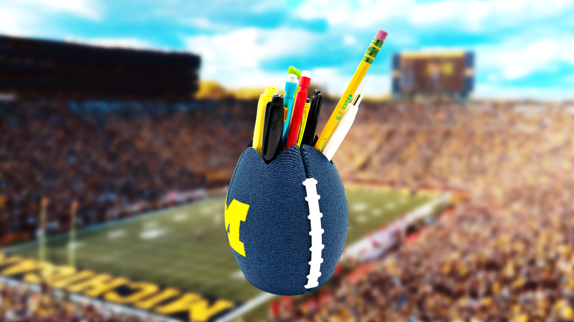 University of Michigan Wolverines Football Shaped Pencil Cup