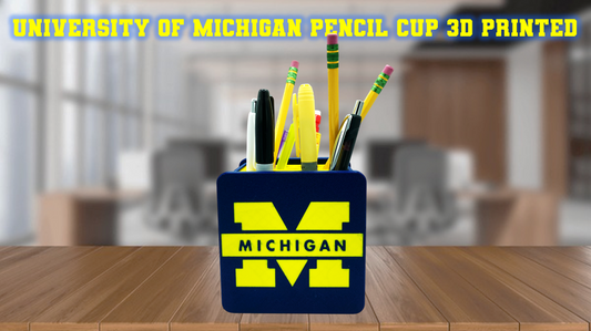 University of Michigan Wolverines Pencil Cup 3D Printed
