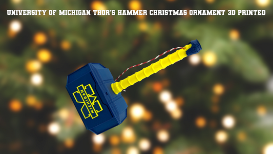 University of Michigan Wolverines Thor's Hammer Christmas Ornament 3D Printed