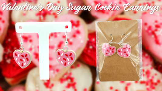 Valentine's Day Frosted Cookie Dangle Drop Earrings 3D Printed